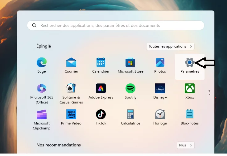 selectionnez-Parametres