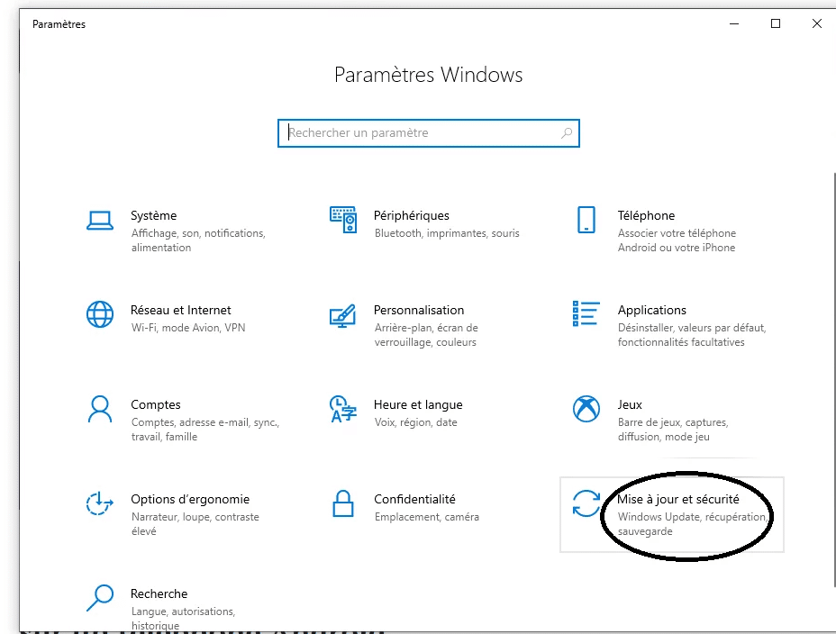 paramètres-mise-à-jour-et-de-sécurité
