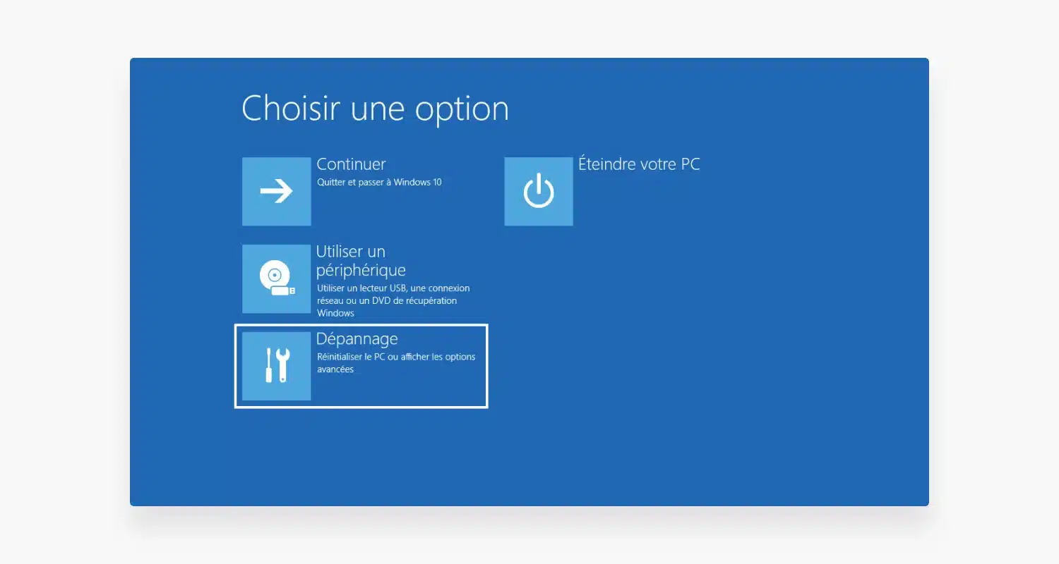 selectionnez-option-Depannage