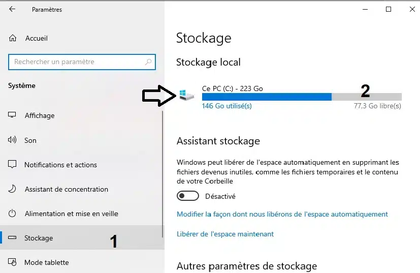 Parametres-systeme-Stockage