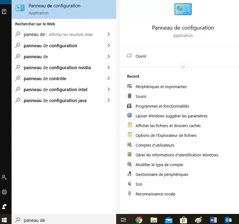 Tapez-Panneau-de-configuration